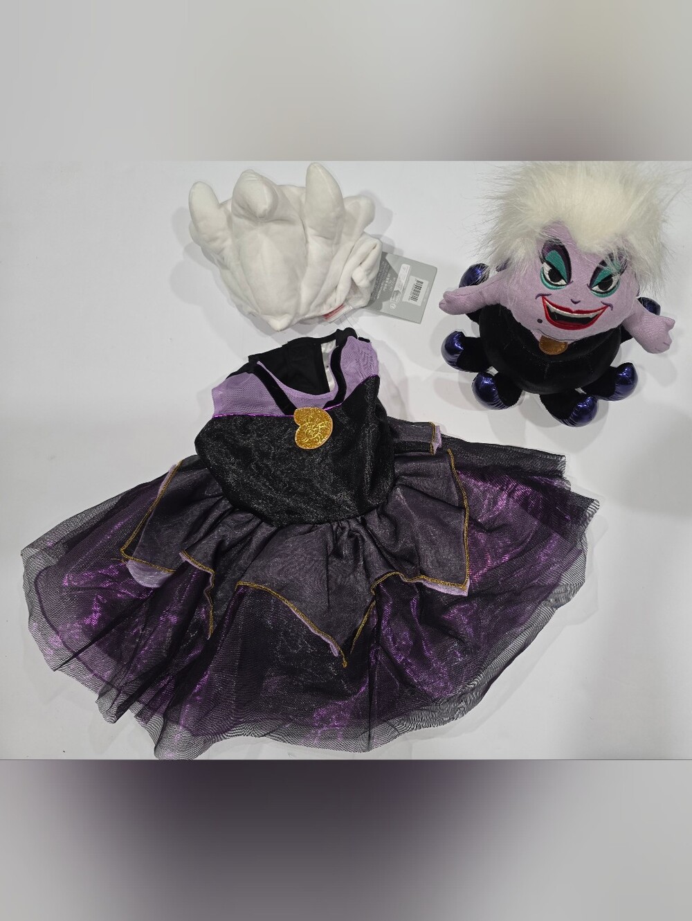 Disney Ursula Costume Dress with White Shell Hat And Plush